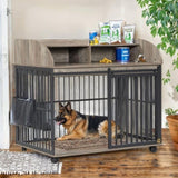 44'' Heavy Duty Large Dog Furniture for Large Medium Dog with Lockable Wheels, Wooden Dog 56691187