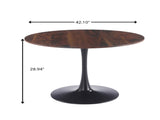 42.1" walnut Color Top Tulip Table, Mid-century Dining Table for 4-6 People - Round MDF Table Top W234P490235