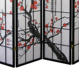 ZUN Black Japanese 4-Panel Screen Room Divider, Plum Blossom T2574P165146