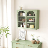 27.56"Glass Doors Modern Two-door Wall Cabinet with Featuring Three-tier Storage for Entryway Living W757135228