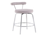 Contemporary Counter Stool in Chrome and Light Grey Fabric - Set of 2 B202P222102