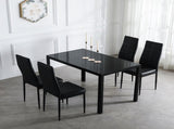 4pcs Elegant Dining Chairs with 6 Grids Decoration Backrest White Cushion Black 69161445