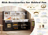 Kids Wooden Play Kitchen with Realistic Lights & Sounds, Pretend Ice Maker & Storage for Toddlers 90656532