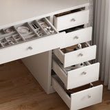 Vanity Desk with LED Lighted Mirror, Makeup Vanity with 11Drawers, 3 Color Lighting Modes Brightness W509P149855