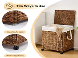 Laundry Hamper with Lid and Wheels, Woven Natural Water Hyacinth Rolling Laundry Hamper 61789069