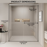 56-60 in. W x 72 in. H Double Sliding Shower Door, Semi-frameless Bypass Bathroom Sliding Door with W1573P239437