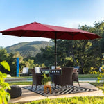 ZUN 15x9ft Large Double-Sided Rectangular Outdoor Twin Patio Market Umbrella with light and base- red 69800609