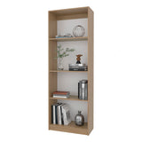 Bear Flat Bookcase with Open Storage and 4 Shelves ,Natural Oak and White B128P314792