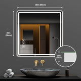 36*36in LED Bathroom Mirror, Anti-Explosion Glass, Rust-Resistant, Anti-Fog Features, Tri-Color W2709P243340