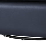 Sutton Midnight Blue Faux Leather Swivel Barrel Chair B050P322588