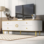 ZUN Modern TV Stand for TVs up to 80 Inches, Entertainment Center with 4 Drawers and 1 Cabinet, Wood TV 75818864