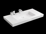 BB02-36-101, Integrated solid surface basin WITHOUT drain and faucet, glossy white color W1865P321775