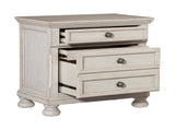 Transitional Wire-Brushed White Finish 1pc Nightstand with Hidden Drawer Bun Feet Classic Bedroom B01147617