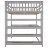 ZUN Full Size Loft Bed with Storage Shelves and Under-bed Desk, Gray 42957736