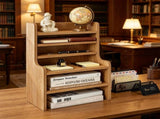 Natural 6-Tier Desktop Storage Organizer, Adjustable Removable Shelves Wooden Desk Rack with 68621838