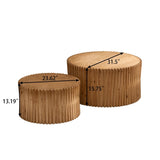 ZUN Vintage Fashion Style Cylindrical Nesting Coffee Table Set with Vertical Textured Embossed Design W757P195740