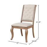 Set of 2 Cream Fabric Upholstered Dining Chairs, Barley Brown B016P225438
