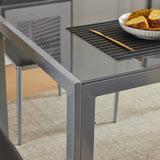 ZUN 120cm rectangular table leg frame integrated dining table +4pcs high back horizontal sewing 97841293