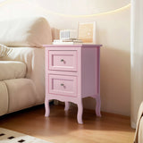 Macaron powder, MDF spray paint, 40*30*60cm, two-drawer bedside table, pastoral style 1pc 66169456