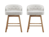 33.25" Swivel Counter Stools Set of 2, Upholstered Counter Height Bar Stools with Solid Rubber Wood WF532109BGE