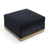Contemporary Vertical Channel Tufted Velvet Big Size Ottoman Modern Upholstered Foot Rest for Living W1117P147304