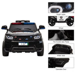 ZUN 12V Kids Police Ride On Car Electric Cars 2.4G Remote Control, LED Flashing Light, Music & Horn. 80051466