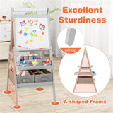 Gray 3-in-1 Art Easel with Magnetic Chalkboard and Whiteboard 21426937
