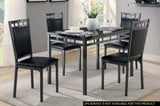 Black Finish 5pc Dinette Set Faux Marble Top Table and 4x Side Chairs Faux Leather Upholstered Metal B01177677
