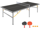6ft Black Mid-Size Table Tennis Table Foldable & Portable Ping Pong Table Set for Indoor & Outdoor W1408P324619
