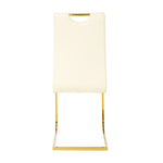 ZUN Modern Light Yellow PU dining chair Living room chair Upholstered chair, gold metal chair leg W210P179895