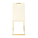 ZUN Modern Light Yellow PU dining chair Living room chair Upholstered chair, gold metal chair leg W210P179895