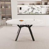 47-63 " extendable white circular dining table, 4-6 person kitchen dining table, modern coffee table 79089534