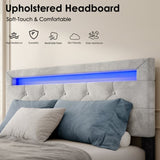 Queen Size Upholstered Platform Storage Bed Frame with 4 Drawers and LED Light,No Box Spring Needed W2889P205106