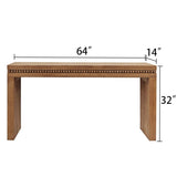 Convenience Concepts Natural Wood Console Table/Desk with Real Wood Beads Decoration W2729P198988