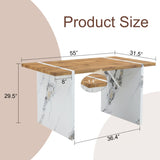 ZUN Natural Wood Grain MDF Dining Table - 55"x31.5" Stable Design.Suitable For Various Modern Home Decor W2920P232766