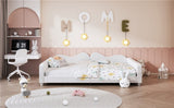 Full size Upholstered Daybed, Sherpa Fabric Sofabed with Cloud-Shaped Backrest, No Box-spring N733P234605K