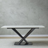 ZUN 1600mm Artificial Stone Dining Table With Black Frame W50952336