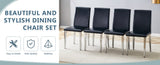 Four Black PU dining chairs,Silver Metal Legs.Simple and versatile, comfortable and accompanied. W1151P269018
