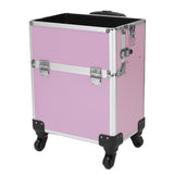 ZUN 3 in 1 Aluminum Cosmetic Makeup Case Tattoo Box Pink 40894344