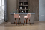 ZUN COOLMORE Counter Height Bar Stools Set of 2 for Kitchen Counter Solid Wood Legs with Fabric with a W153968292