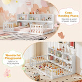Versatile Floor Bed with Bookcase - White 89366824