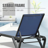 Outdoor Lounge Chair, 2 Pieces Aluminum Plastic Patio Chaise Lounge with 5 Position Adjustable W1859P149214