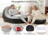 Inflatable Sofa with Ottoman Set, 104.1412790.17cm Flocked PVC Blow-Up Couch 220LBS Capacity with 23964740