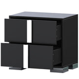 Elegant Nightstand with Metal Handle, Mirrored Bedside Table with 2 Drawers for Bedroom, Living 22446657