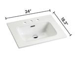 BB0924Y331, Integrated white ceramic basin with three predrilled faucet holes, drain assembly NOT W1865P163522