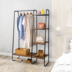 ZUN Clothes Rack with 5 Wood Shelf, Freestanding Rack,Garment Rack, Standing Metal Sturdy 50851359