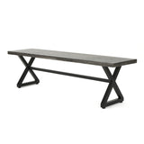 ZUN Outdoor Aluminum Dining Benches with Steel Frame, 2-Pcs Set, Grey / Black 61625.00BGRY