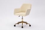 ZUN Modern Velvet Fabric Material Adjustable Height 360 revolving Home Office Chair with Gold Metal Legs 77112687