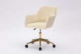 ZUN Modern Velvet Fabric Material Adjustable Height 360 revolving Home Office Chair with Gold Metal Legs 77112687