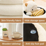 Round Storage Ottoman, Modern Sherpa Footstool, Teddy Vanity Stool with Flip-Top Tray, Makeup Chair 71578542